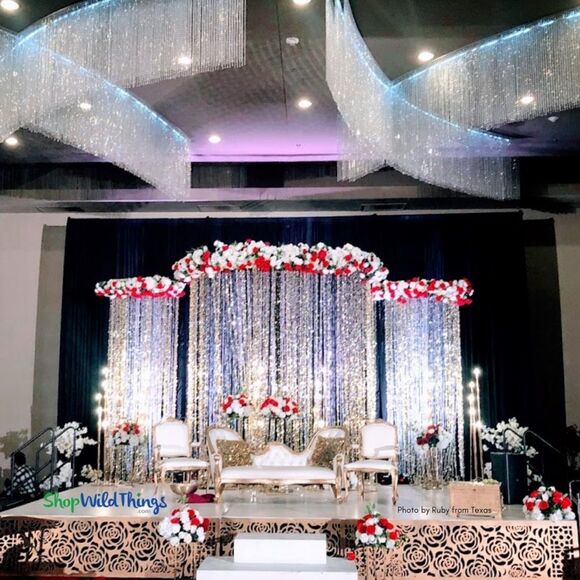 WEDDING DECORATIONS Bubbles Beaded Curtain - Silver 3 ft x 6 ft - Picture 10 of 15